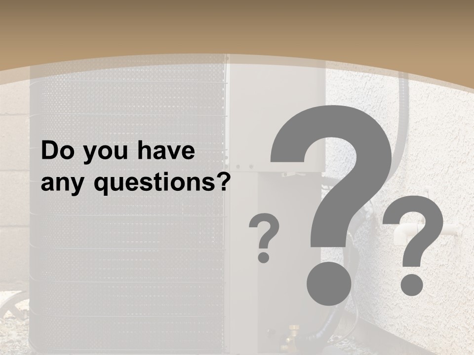 Air Conditioner And Heat Pump Compressor Unit In Backyard PowerPoint Template