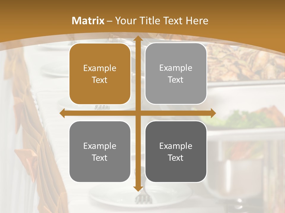 Metallic Banquet Meal Trays Served On Tables PowerPoint Template