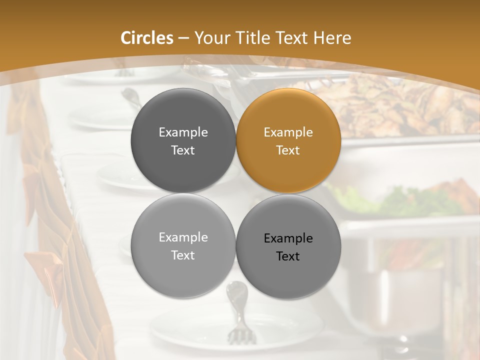 Metallic Banquet Meal Trays Served On Tables PowerPoint Template