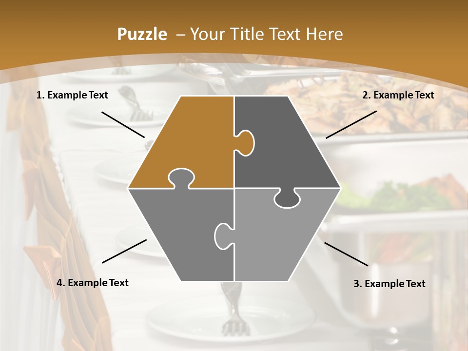 Metallic Banquet Meal Trays Served On Tables PowerPoint Template