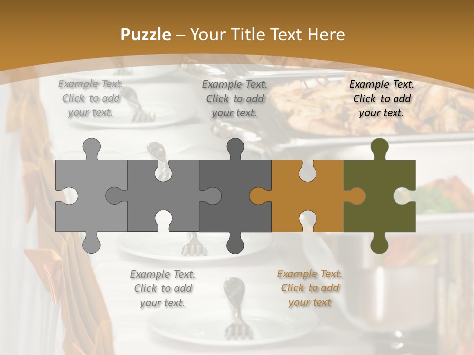 Metallic Banquet Meal Trays Served On Tables PowerPoint Template