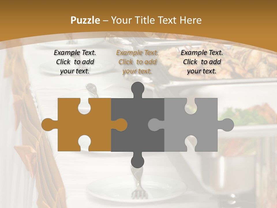 Metallic Banquet Meal Trays Served On Tables PowerPoint Template