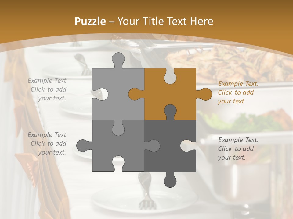 Metallic Banquet Meal Trays Served On Tables PowerPoint Template