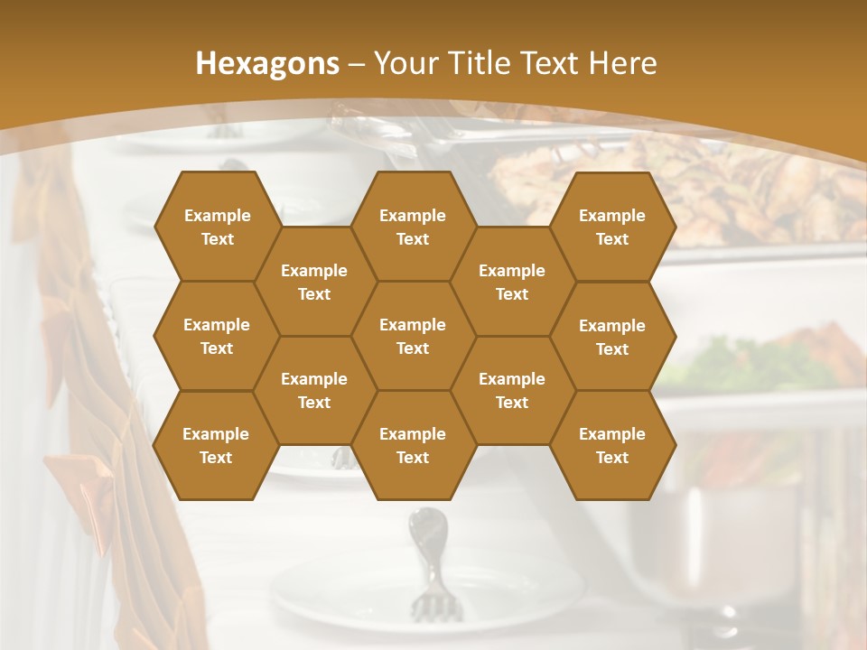 Metallic Banquet Meal Trays Served On Tables PowerPoint Template