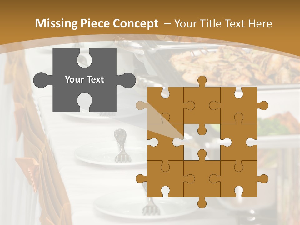 Metallic Banquet Meal Trays Served On Tables PowerPoint Template