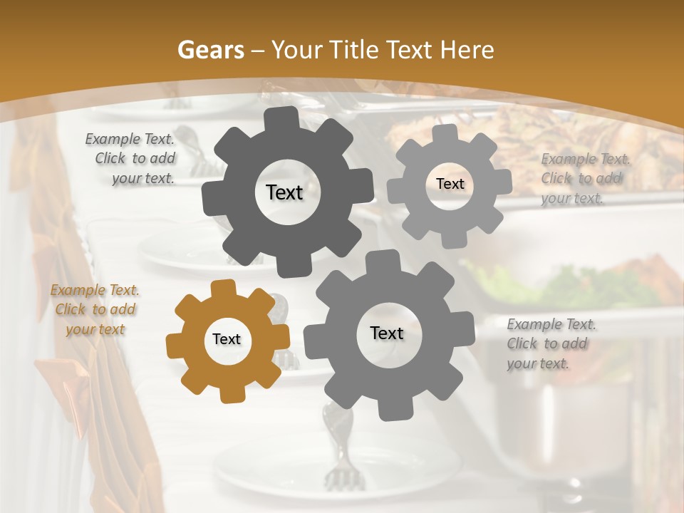 Metallic Banquet Meal Trays Served On Tables PowerPoint Template