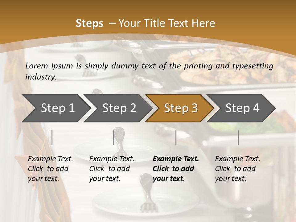 Metallic Banquet Meal Trays Served On Tables PowerPoint Template