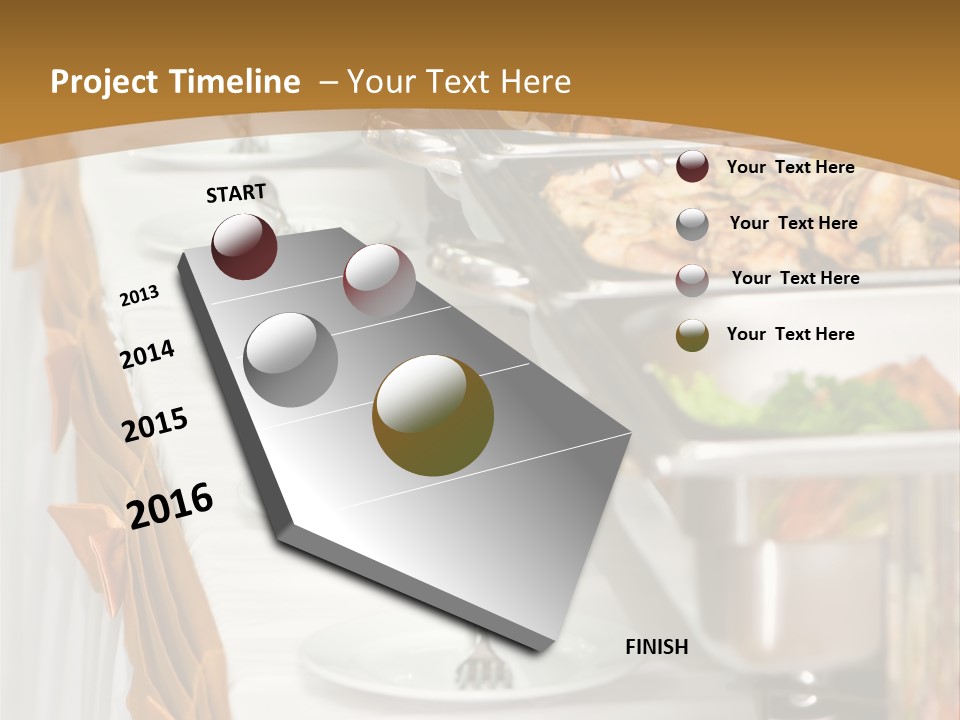 Metallic Banquet Meal Trays Served On Tables PowerPoint Template