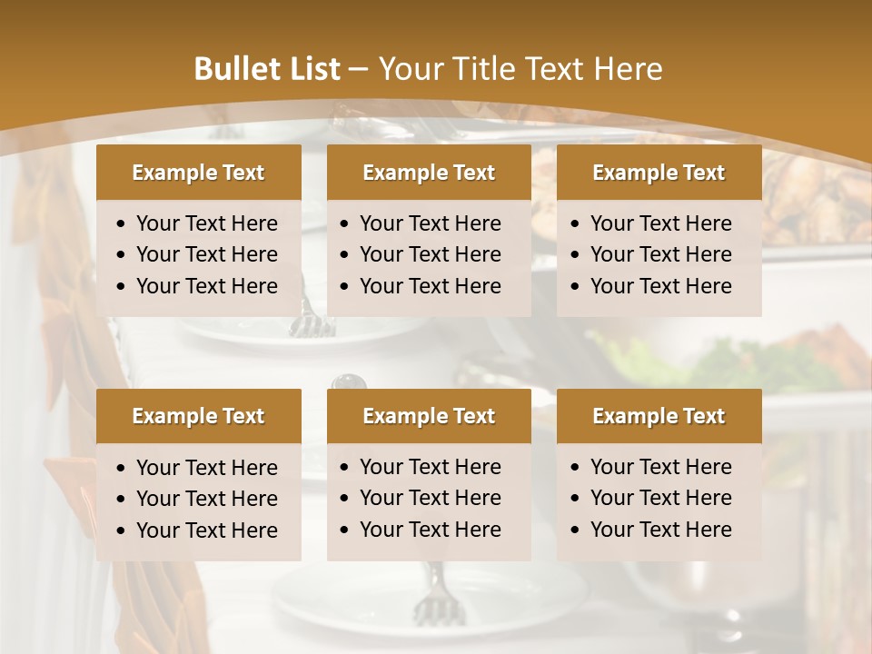 Metallic Banquet Meal Trays Served On Tables PowerPoint Template