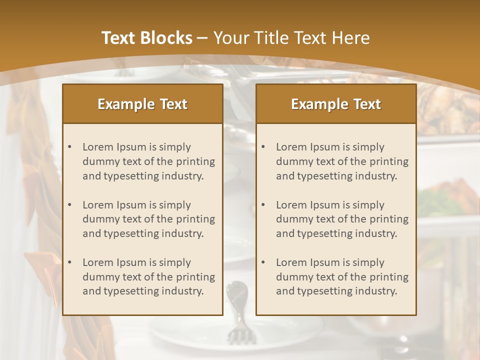 Metallic Banquet Meal Trays Served On Tables PowerPoint Template