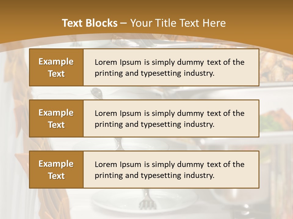 Metallic Banquet Meal Trays Served On Tables PowerPoint Template