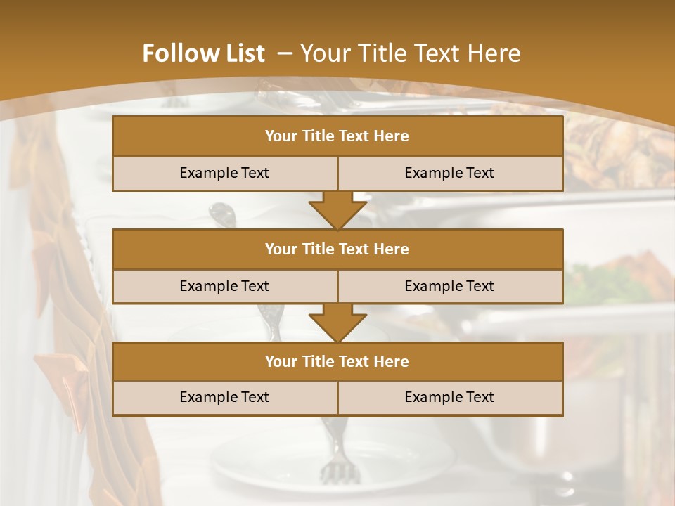Metallic Banquet Meal Trays Served On Tables PowerPoint Template