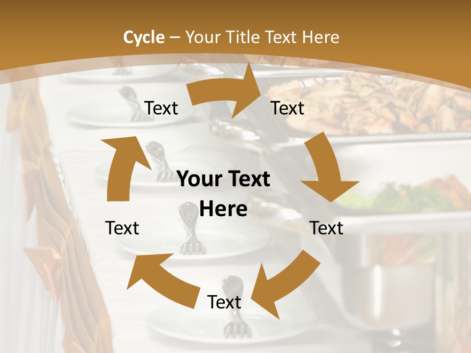 Metallic Banquet Meal Trays Served On Tables PowerPoint Template