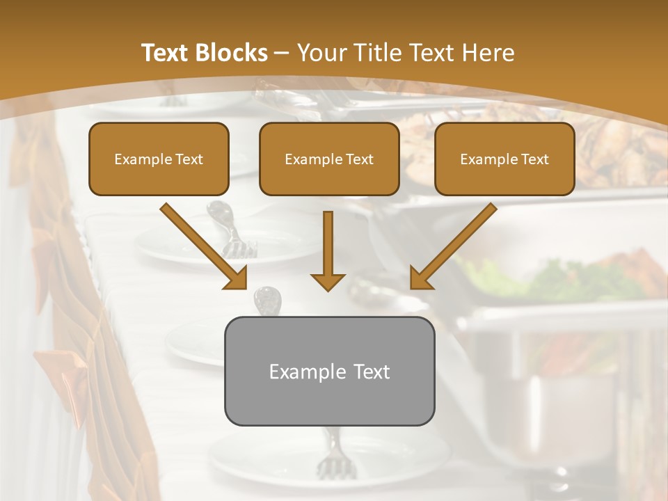 Metallic Banquet Meal Trays Served On Tables PowerPoint Template