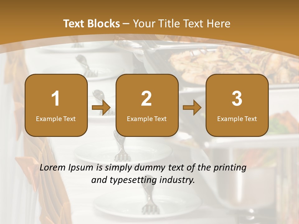 Metallic Banquet Meal Trays Served On Tables PowerPoint Template