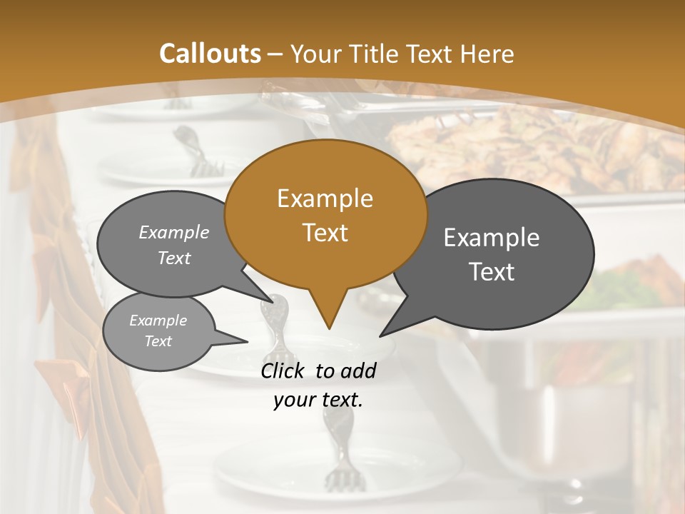 Metallic Banquet Meal Trays Served On Tables PowerPoint Template