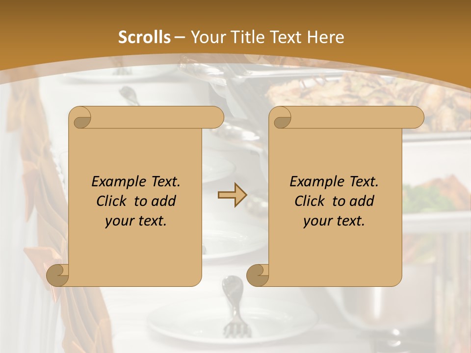Metallic Banquet Meal Trays Served On Tables PowerPoint Template