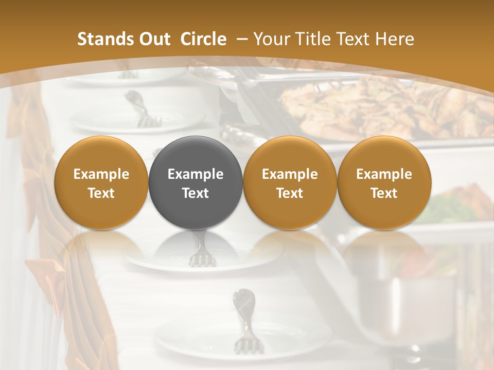 Metallic Banquet Meal Trays Served On Tables PowerPoint Template