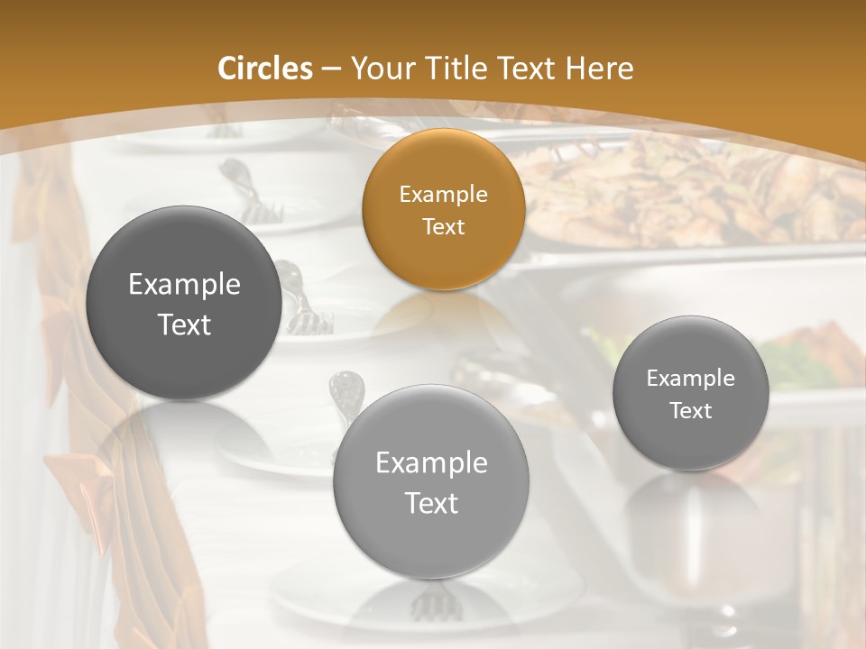 Metallic Banquet Meal Trays Served On Tables PowerPoint Template