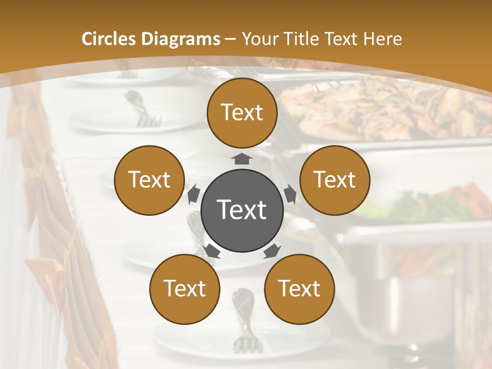 Metallic Banquet Meal Trays Served On Tables PowerPoint Template