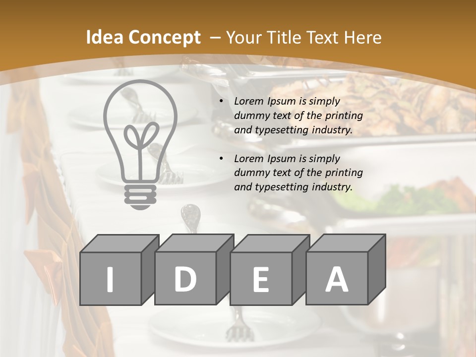 Metallic Banquet Meal Trays Served On Tables PowerPoint Template