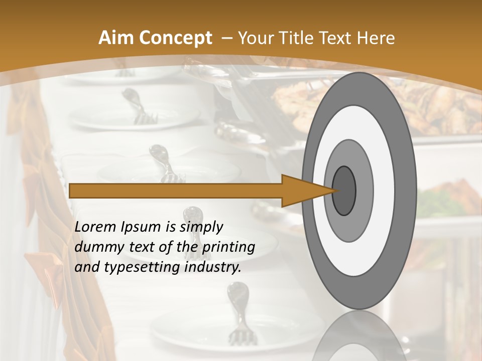 Metallic Banquet Meal Trays Served On Tables PowerPoint Template