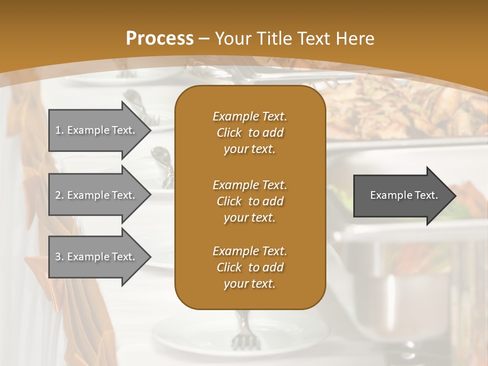 Metallic Banquet Meal Trays Served On Tables PowerPoint Template