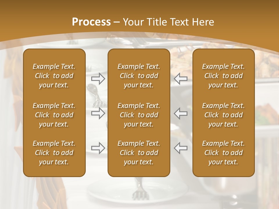 Metallic Banquet Meal Trays Served On Tables PowerPoint Template