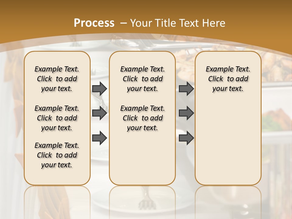 Metallic Banquet Meal Trays Served On Tables PowerPoint Template