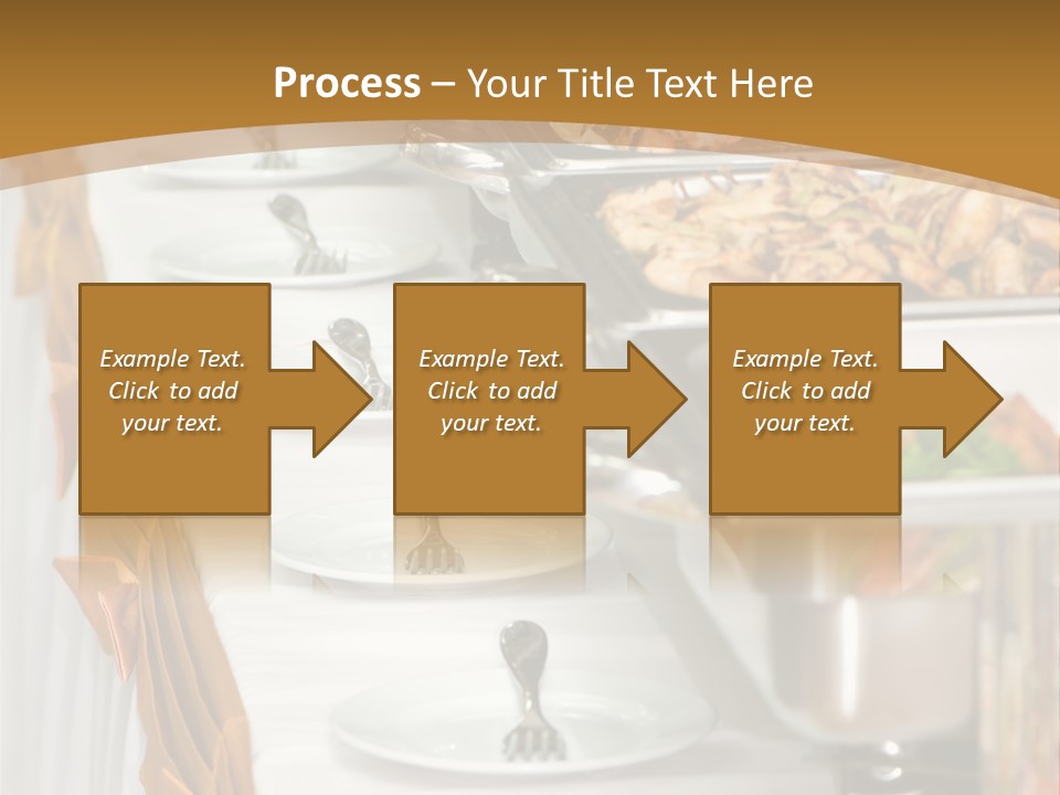 Metallic Banquet Meal Trays Served On Tables PowerPoint Template