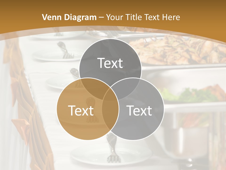 Metallic Banquet Meal Trays Served On Tables PowerPoint Template