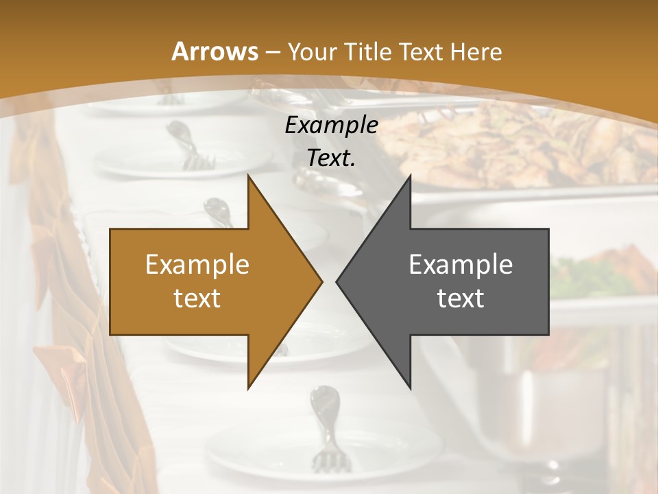 Metallic Banquet Meal Trays Served On Tables PowerPoint Template