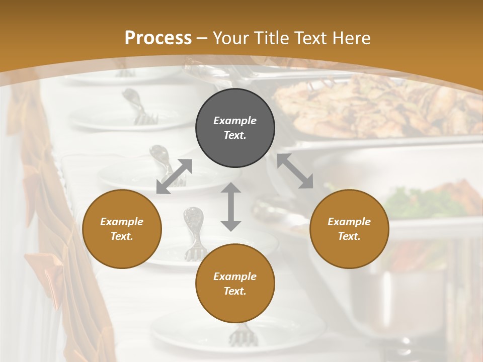Metallic Banquet Meal Trays Served On Tables PowerPoint Template
