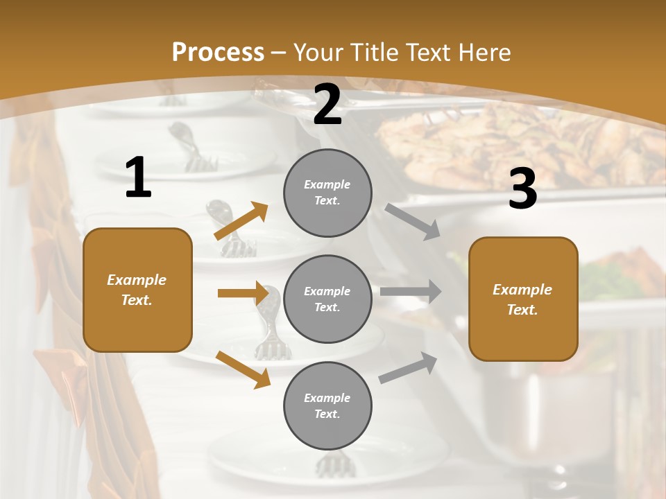 Metallic Banquet Meal Trays Served On Tables PowerPoint Template