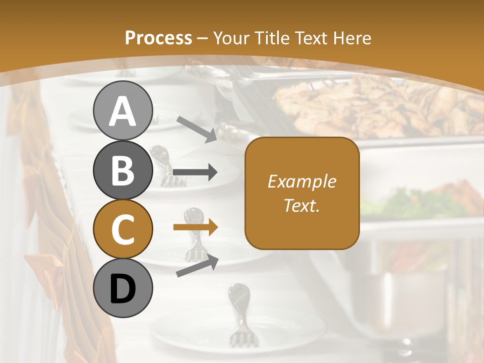 Metallic Banquet Meal Trays Served On Tables PowerPoint Template
