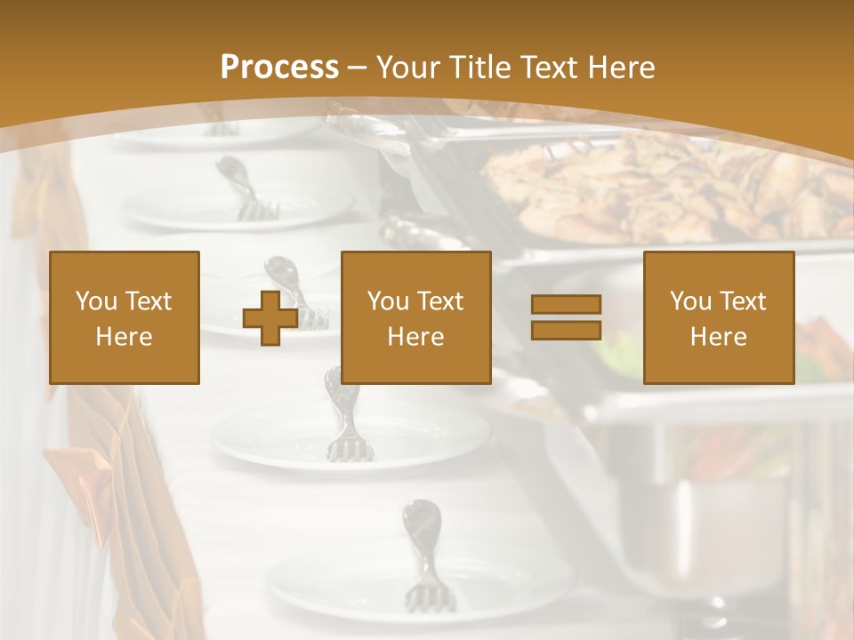 Metallic Banquet Meal Trays Served On Tables PowerPoint Template
