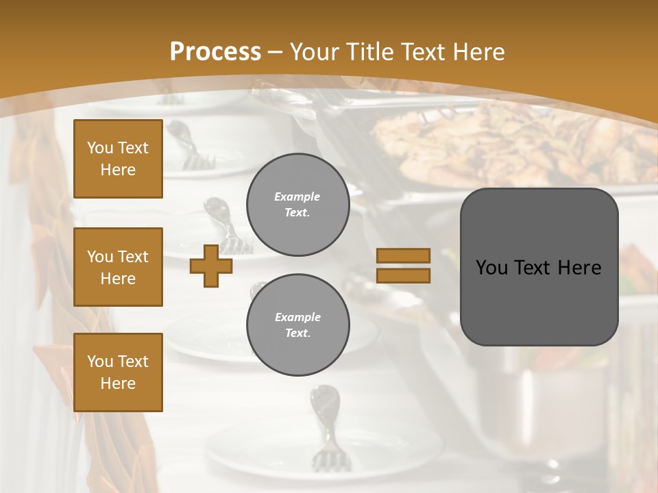Metallic Banquet Meal Trays Served On Tables PowerPoint Template