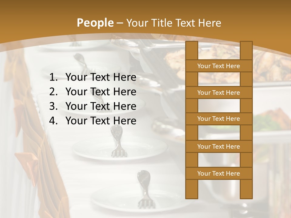 Metallic Banquet Meal Trays Served On Tables PowerPoint Template