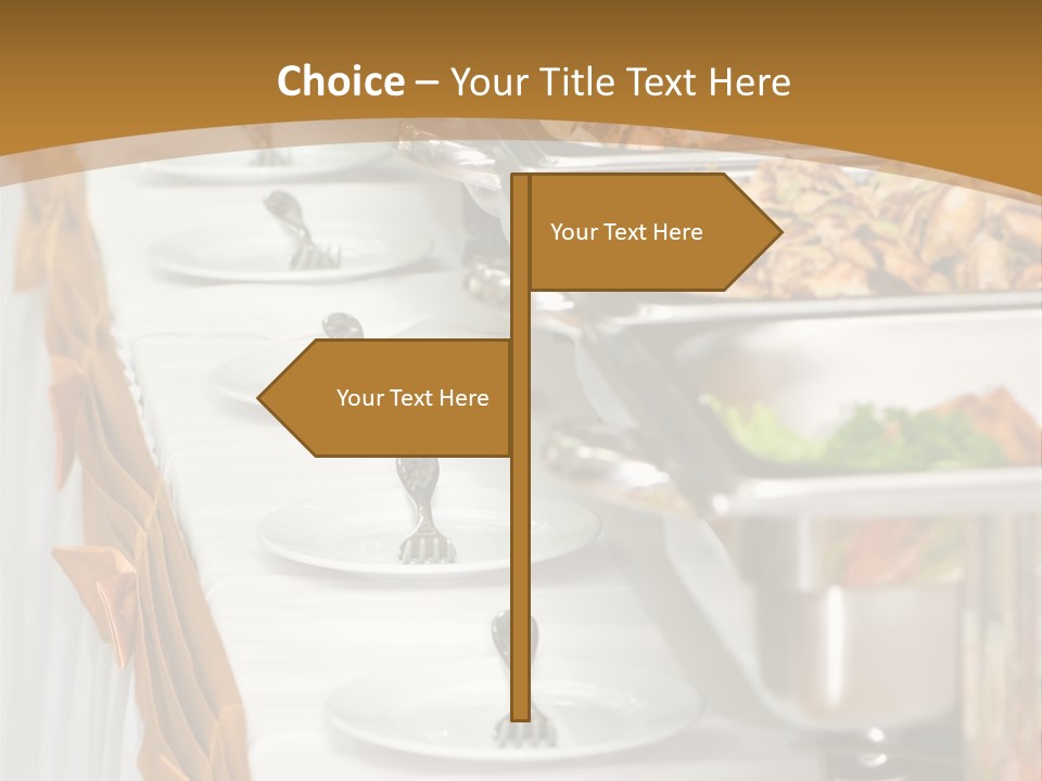 Metallic Banquet Meal Trays Served On Tables PowerPoint Template