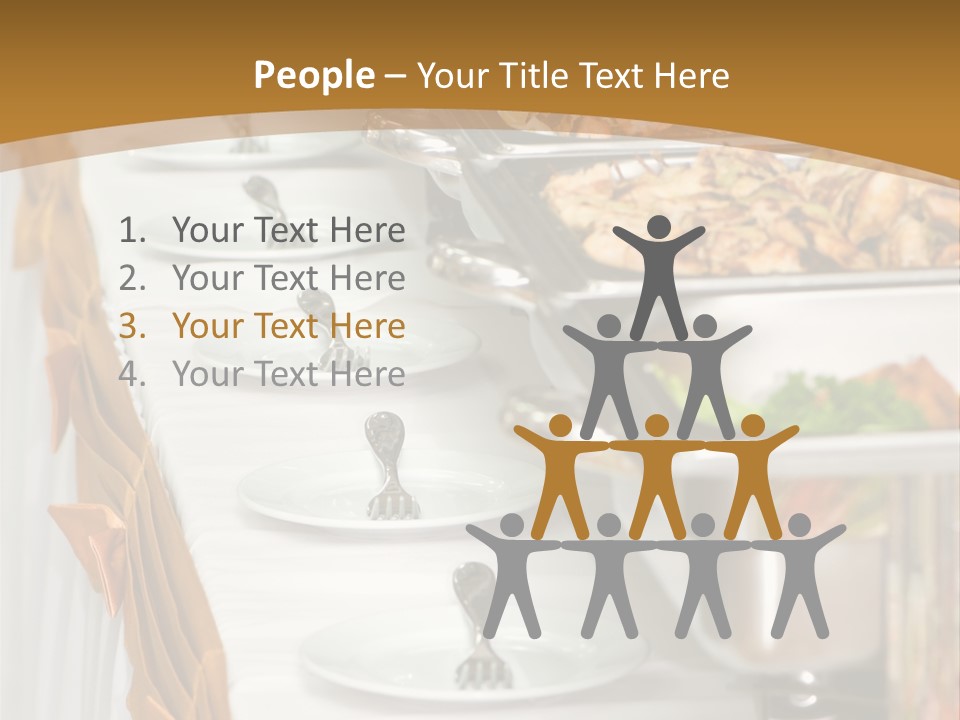 Metallic Banquet Meal Trays Served On Tables PowerPoint Template