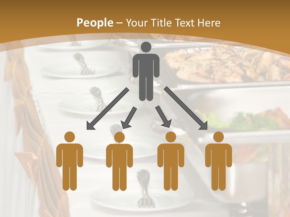 Metallic Banquet Meal Trays Served On Tables PowerPoint Template