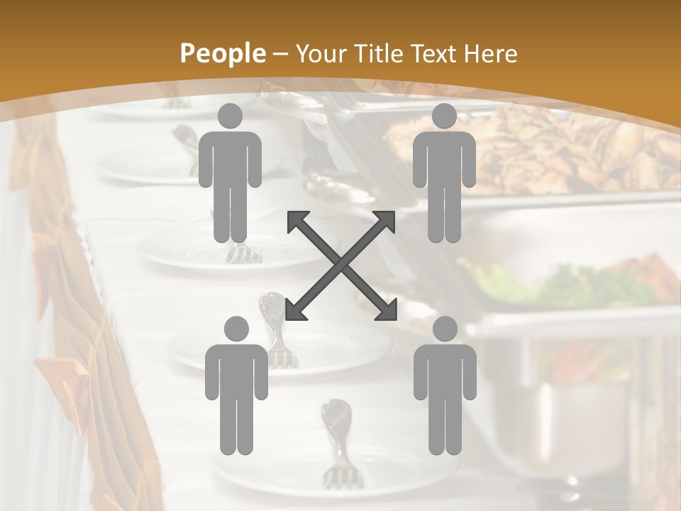 Metallic Banquet Meal Trays Served On Tables PowerPoint Template