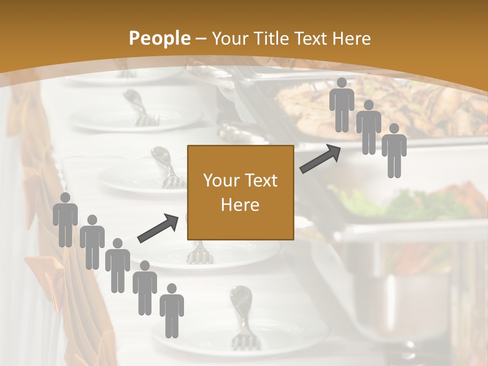 Metallic Banquet Meal Trays Served On Tables PowerPoint Template