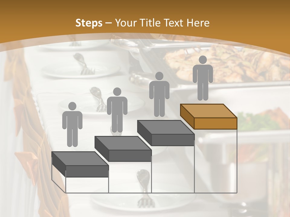 Metallic Banquet Meal Trays Served On Tables PowerPoint Template
