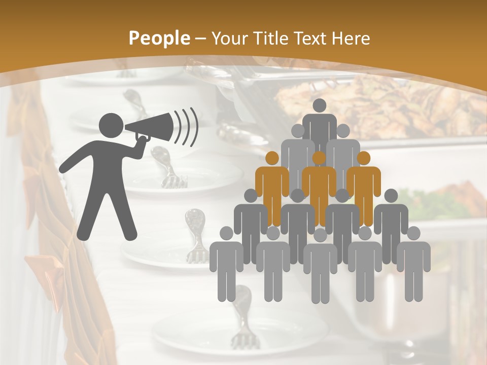 Metallic Banquet Meal Trays Served On Tables PowerPoint Template