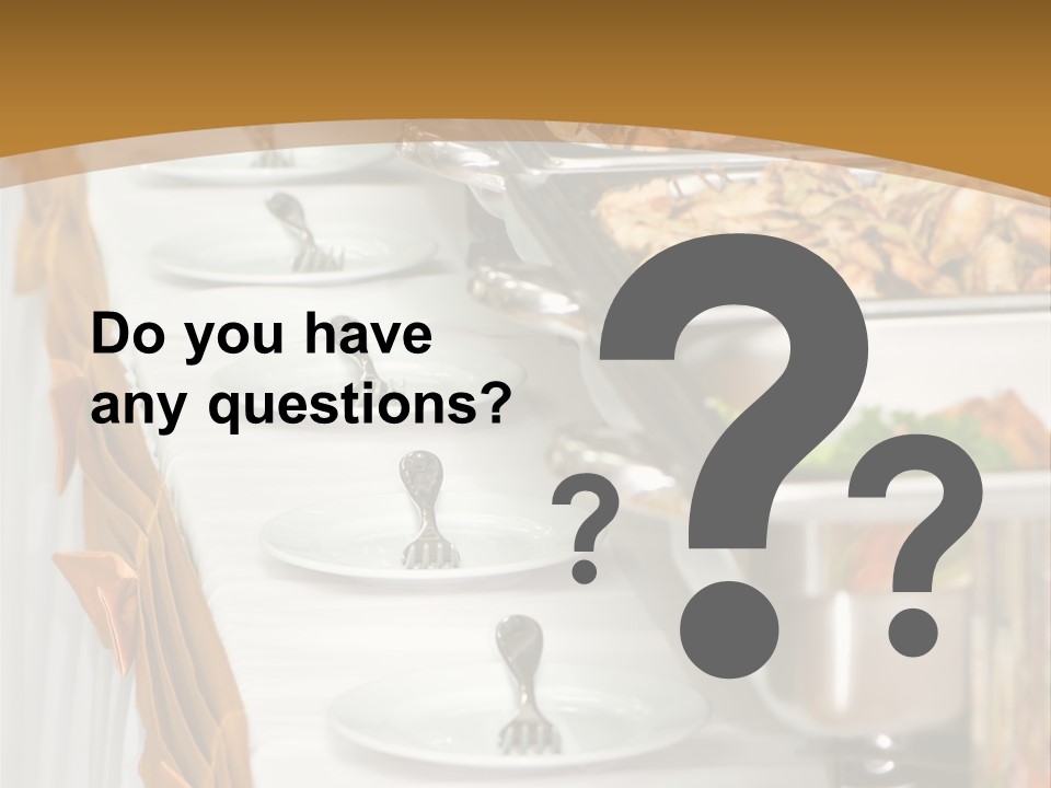 Metallic Banquet Meal Trays Served On Tables PowerPoint Template