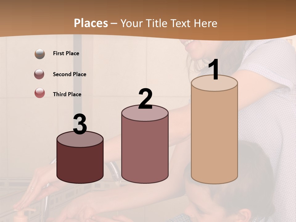 Mum With The Son Wash Hands PowerPoint Template