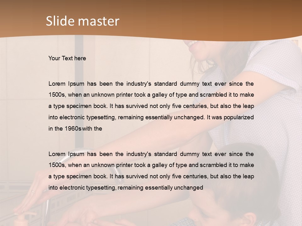 Mum With The Son Wash Hands PowerPoint Template