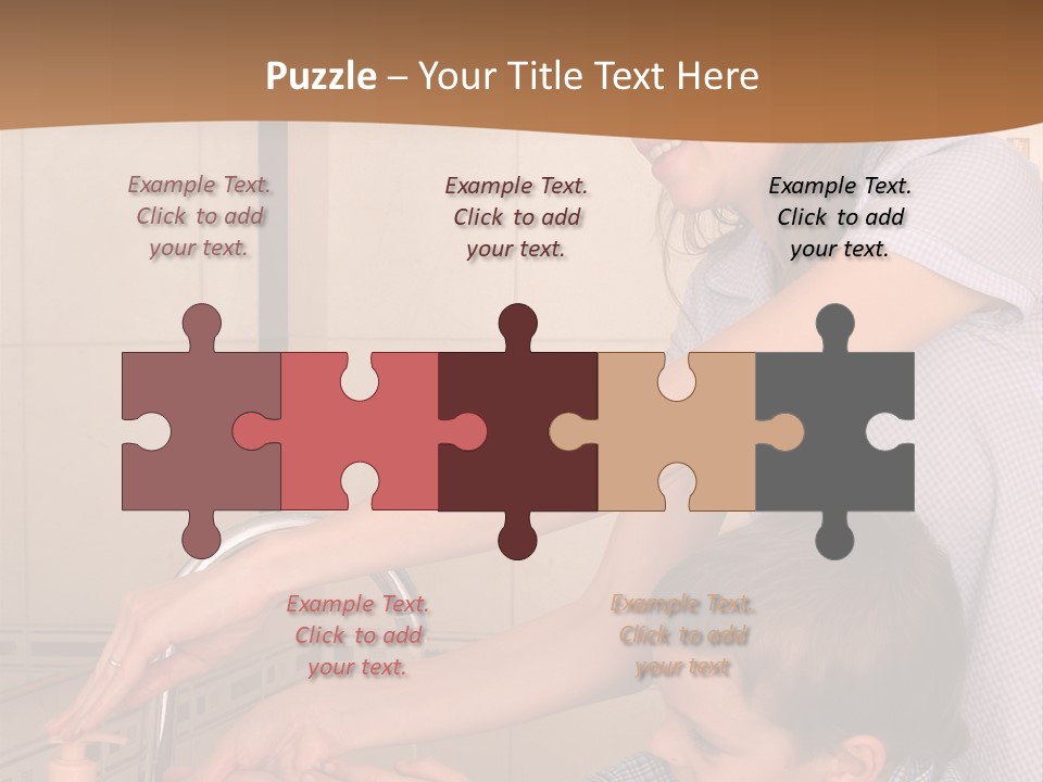 Mum With The Son Wash Hands PowerPoint Template