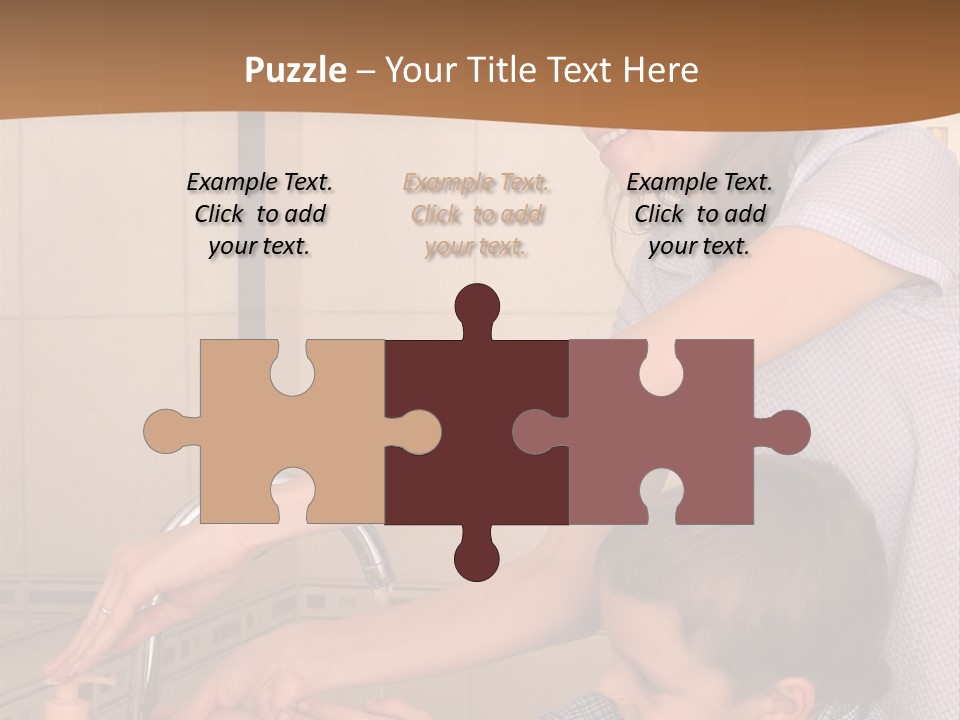 Mum With The Son Wash Hands PowerPoint Template